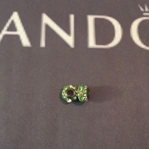 Set of 2 Green Pandora charms with crystals